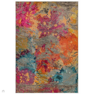 Colores Cloud CO04 Galactic Modern Abstract Durable Easy-Care Low Profile Ribbed Short Pile Multicolour/Orange/Purple/Blue/Yellow/Grey/Beige Rug-Asiatic Carpets-Rug Love - The Most Loved Rug Store